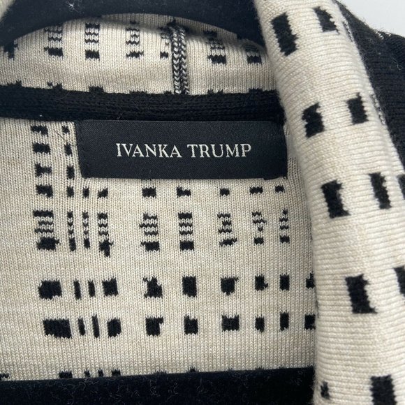 Ivanka Trump Black and Cream Open Front Cardigan - Picture 3 of 6